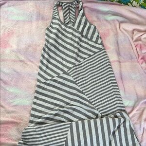Calvin Klein Gray and White Striped Dress